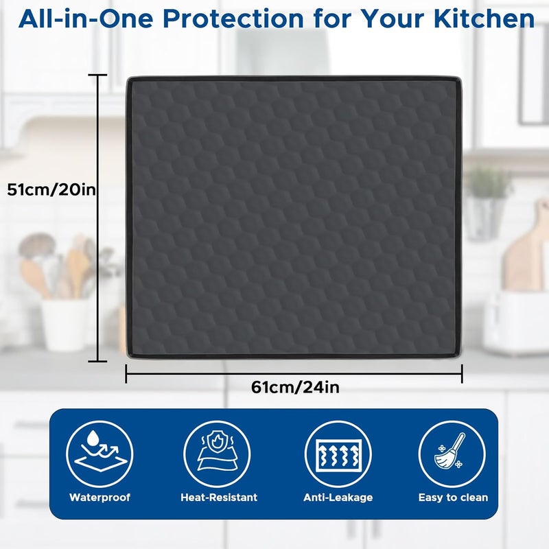 MiToBeLe Dishwasher Drain Pan Mat,24''x20'' Dishwasher Drip Tray with Raised Edge,Non-Slip Silicone Dishwashers Drain Pan Floor Mat,Anti-Leakage Dish Washer Tray for Mini Dish Washers( - Image 2